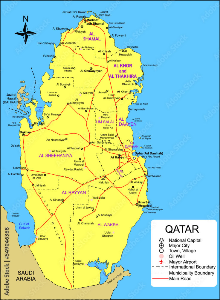 Obraz premium Qatar map, map of Qatar vector