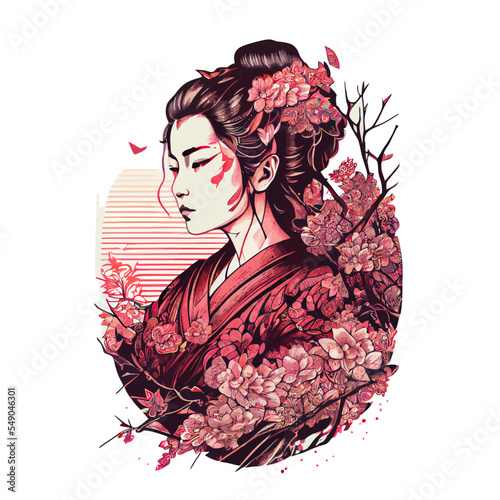 Murais de parede geisha tatto 01