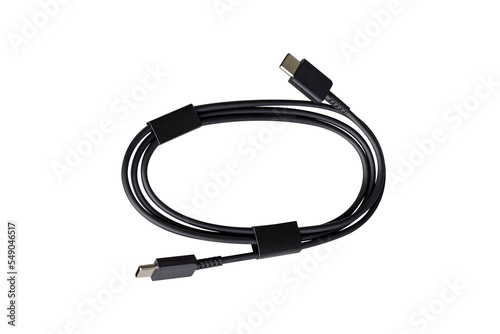 USB type c cable isolated on white background.