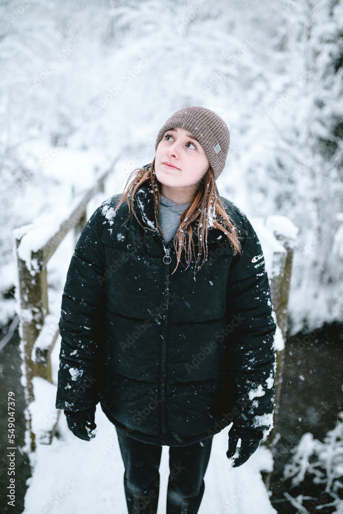Portrait of a woman in snowy winter Portrait of a woman in snowy winter