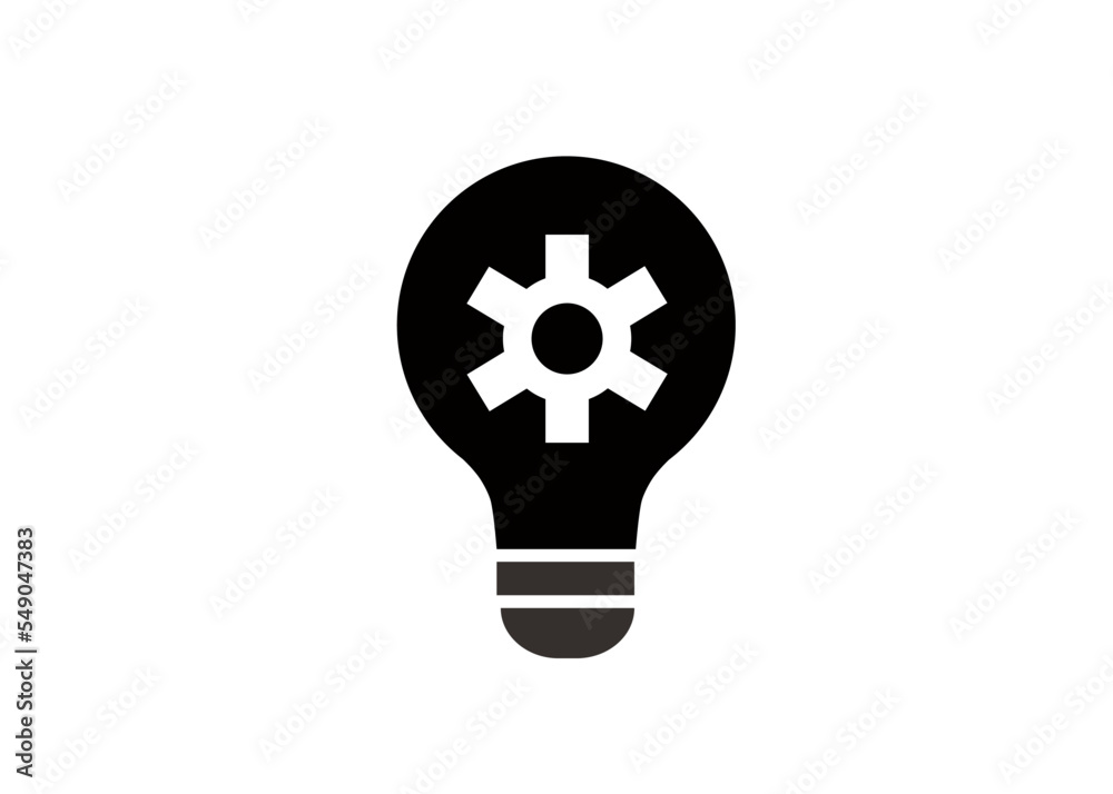Light bulb and gear inside light bulb artificial intelligence idea and innovation concept Light bulb and gear inside light bulb artificial intelligence idea and innovation concept