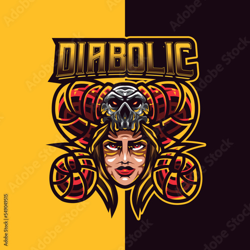 diabolic logo, girl logo esport logo, gaming logo, team logo