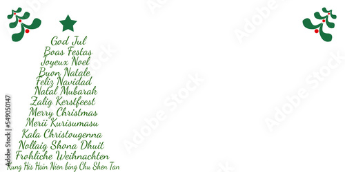 Banner albero di Natale con auguri, illustrazione isolata su sfondo bianco