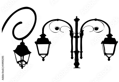 Vintage street lamps. For poster, brochure, print and page covers.