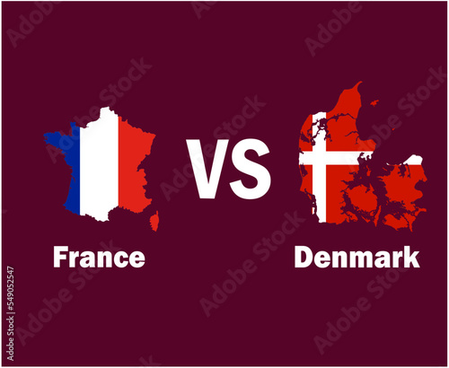 France And Danemark Map With Names Symbol Design Europe football Final Vector Europen Countries Football Teams Illustration