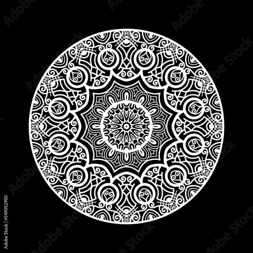 Mandala design template with black background