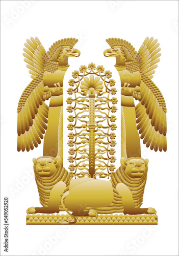 Eagle-headed Assyrian Gods, with  Sacred Tree of Life/Tree Of Knowledge photo