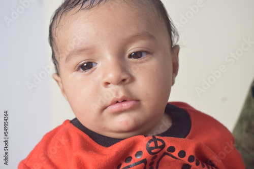 Cute Little Baby Boy Face Close-Up Shot