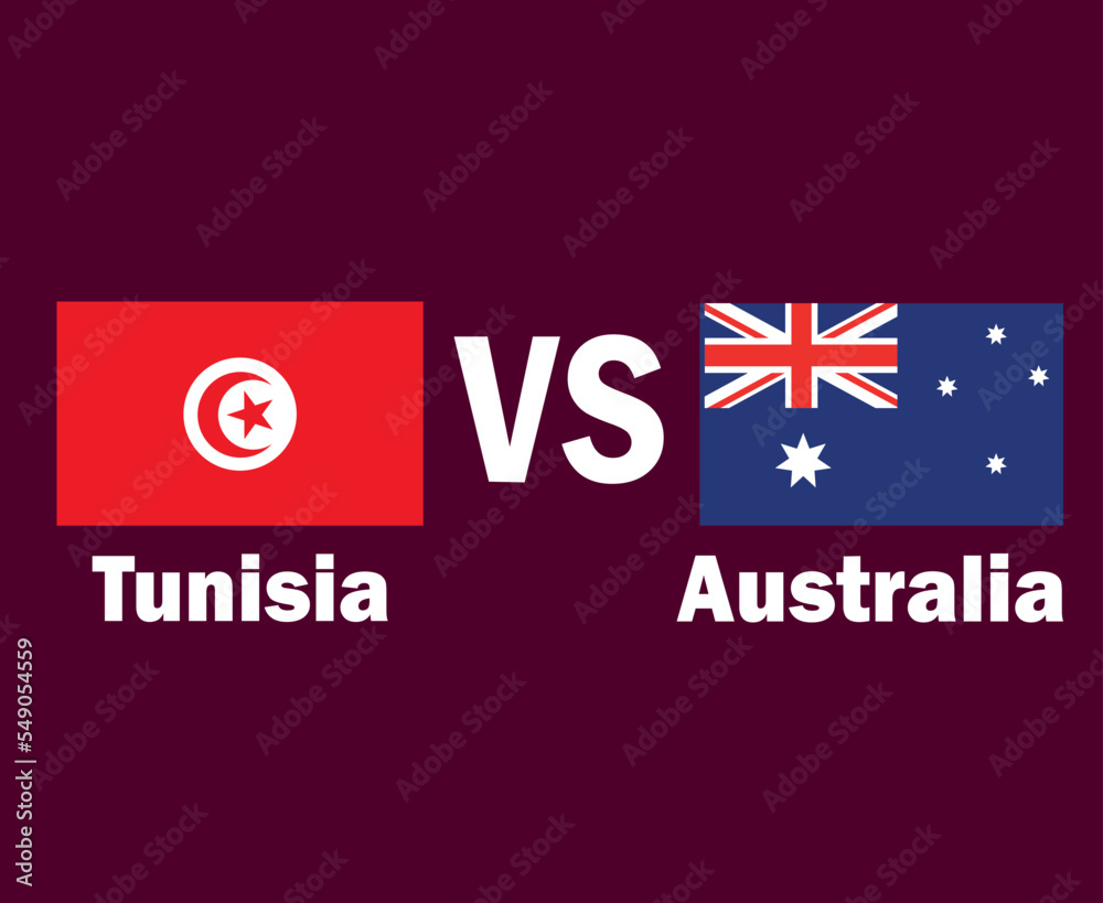 Tunisia And France Flag Emblem With Names Symbol Design Africa And Europe football Final Vector African And European Countries Football Teams Illustration