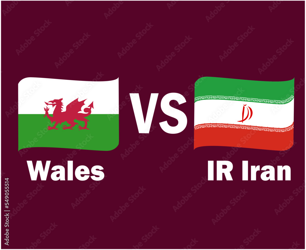 Wales And England Flag Ribbon With Names Symbol Design Europe football