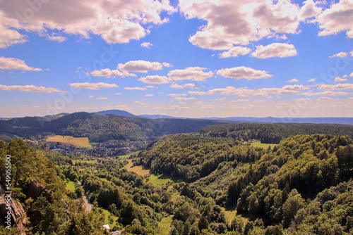 A lookout to the landscape of Czech Paradise from castle Frydstejn, Czech republic