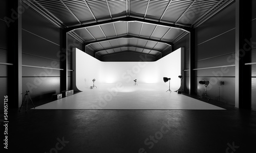 Professional photography studio with lighting equipment