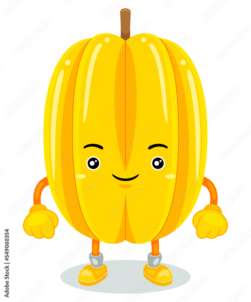 Fototapeta premium Cute Starfruit Mascot Character Vector Illustration