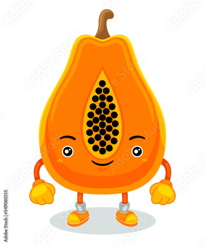 Cute Papaya Mascot Character Vector Illustration