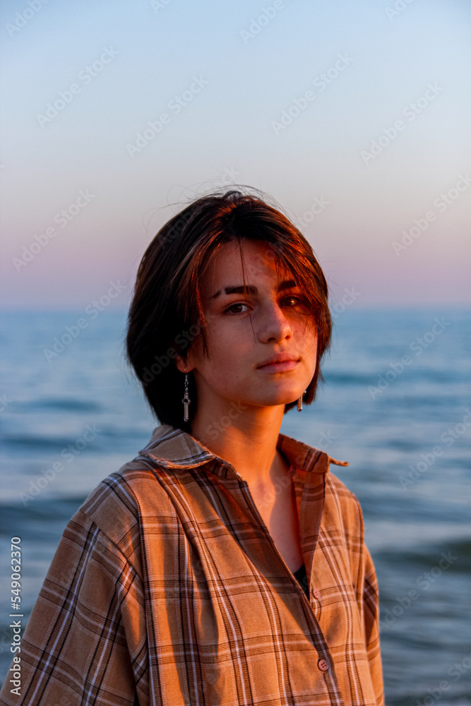 teenage girl on the seashore