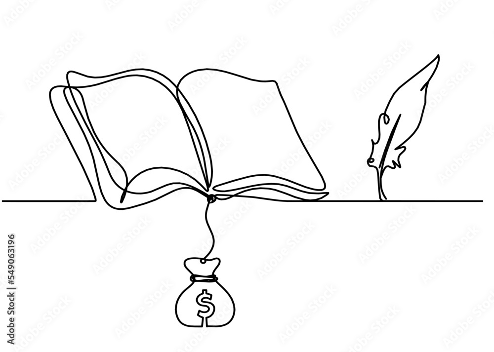 Abstract open book with dollar as line drawing on white background. Vector Abstract open book with dollar as line drawing on white background. Vector