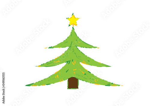 Obraz na płótnie Green Christmas tree with no background w salonie