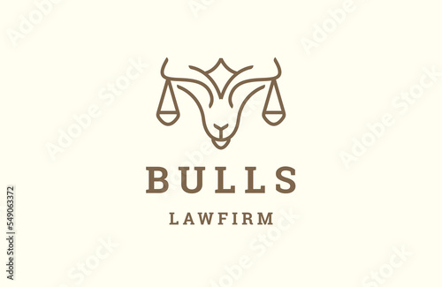 Head bull with law firm logo icon design template flat vector