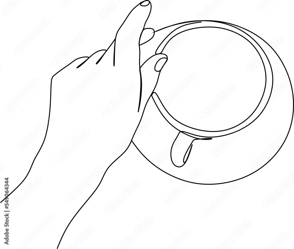 continuous line drawing of hand holding coffee cup Stock Vector | Adobe ...