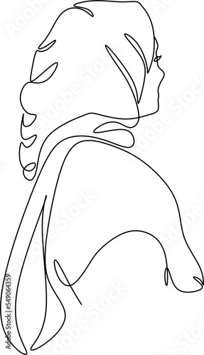 Beautiful woman in hijab drawing line art minimalist