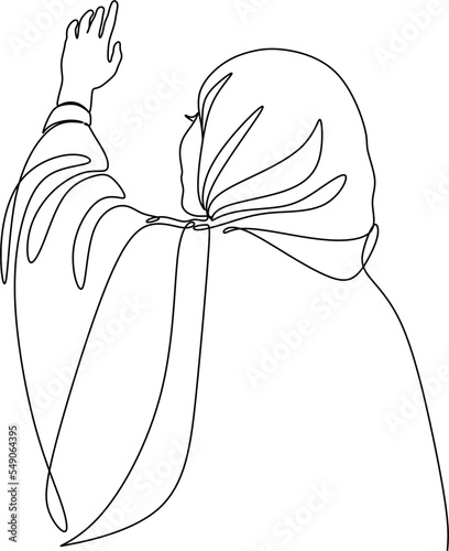 Beautiful woman in hijab drawing line art minimalist