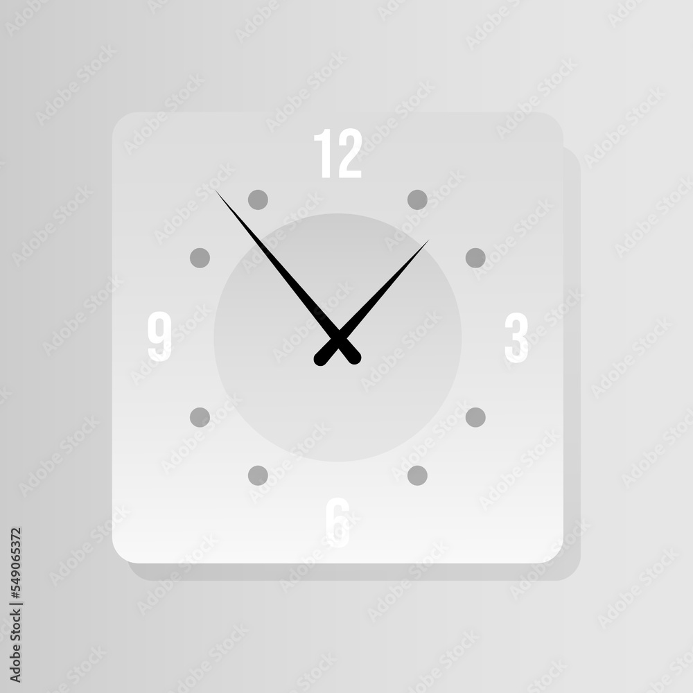 Square clock icon in flat style Square clock icon in flat style