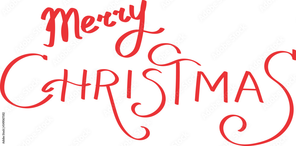 Merry Christmas hand drawn lettering isolated. Hand made lettering calligraphy inscription. Vector art.