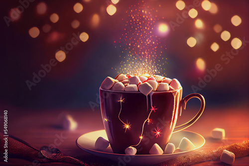 illustration of a cup of hot chocolate with marshmallows