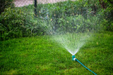 Garden Lawn sprinkler in action watering grass