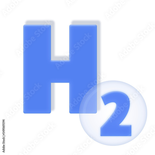 Hydrogen molecule symbol in blue from the periodic element table. H2 is used as a renewable energy to power future vehicles via fuel cell or combustion engine.  © Julien