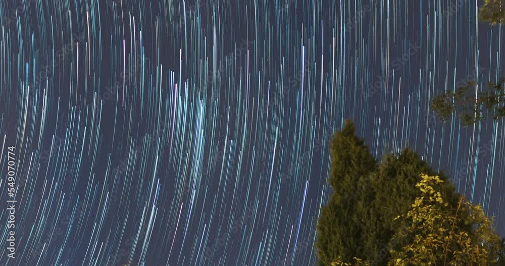 Stars move around a polar star. Time-lapse of Star trails in the night ...