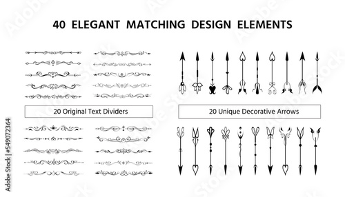 Set of 20 text dividers, 20 decorative arrows