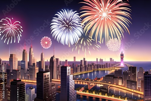 AI-generated Image Of New Year's Eve Fireworks In New York City © Andredi