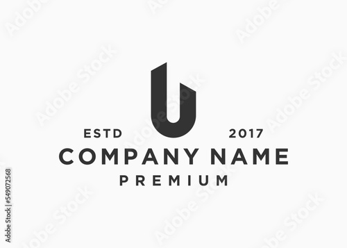 letter u with building logo design vector illustration template photo