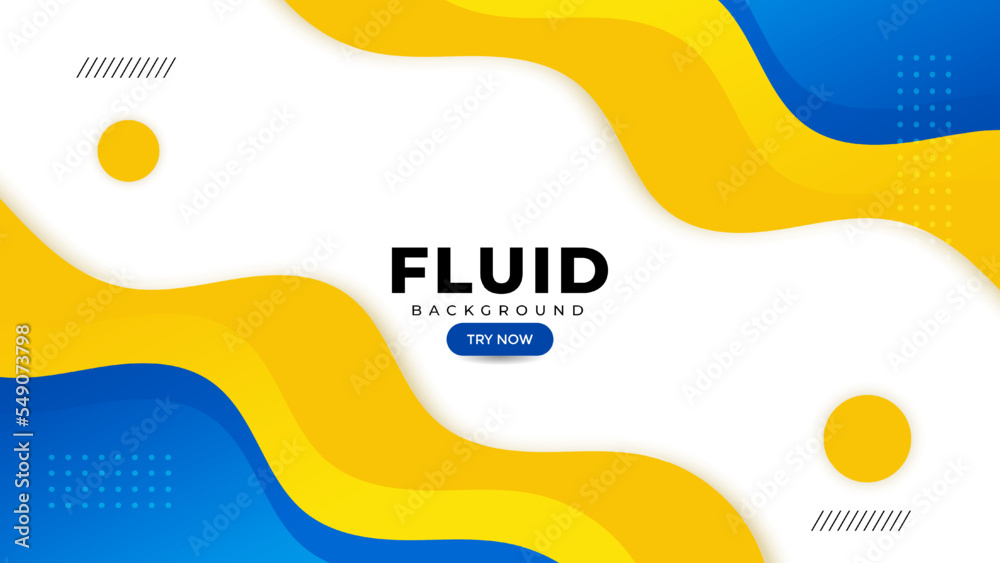 abstract fluid background with blue and yellow color on white ...