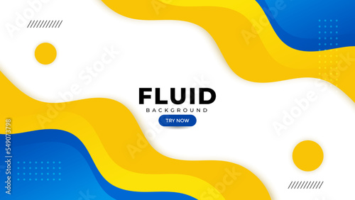 abstract fluid background with blue and yellow color on white background. vector illustration