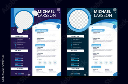 Colorful blue Resume/CV template