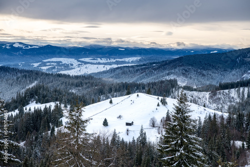 Carpathian, Romania, 2021-12-29. Beautiful romanian landascape under the snow. © Alexander