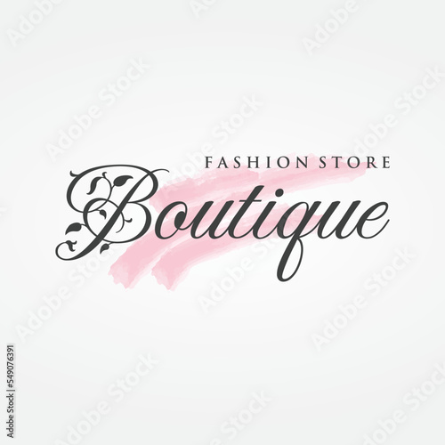 Women fashion logo template with clothes hanger, luxury clothes.Logo for business,boutique,fashion shop,model,shopping and beauty.