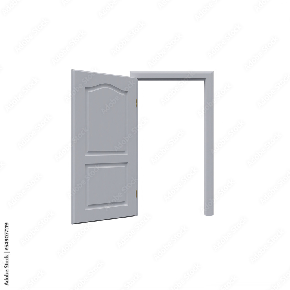 White Classic Internal Open Door isolated White Classic Internal Open Door isolated