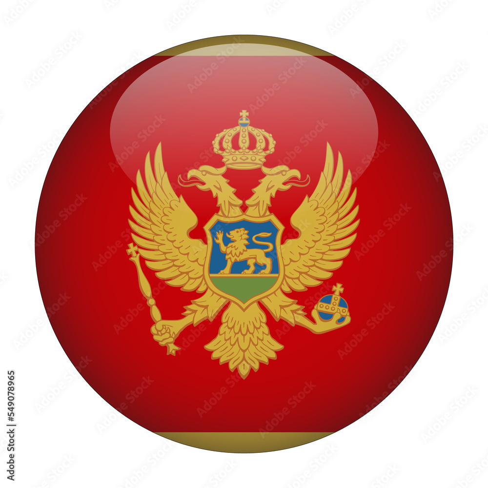 Obraz premium Montenegro 3D Rounded Flag with Transparent Background 