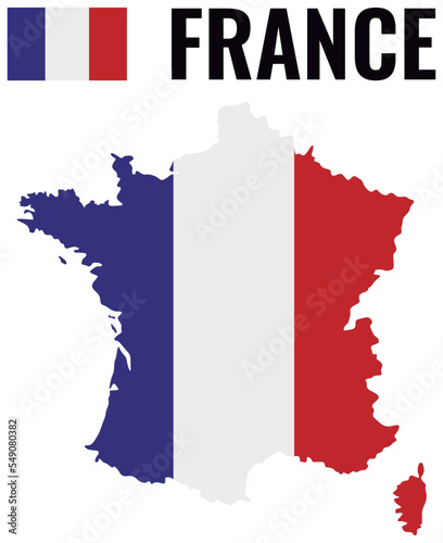 France Political Map Contour With Flag