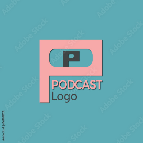 Podcast demo letter logo in square shape simple solid color background different vector illustration design.