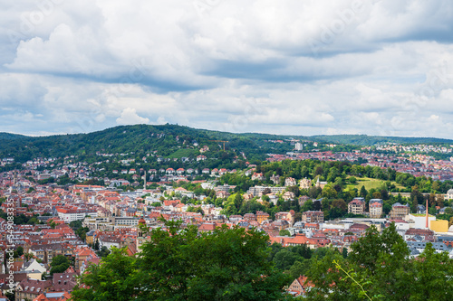 Obraz na płótnie Blick auf die Karlshöhe und Monte Scherbelino im Stuttgarter Süden, Baden-Württemberg w salonie
