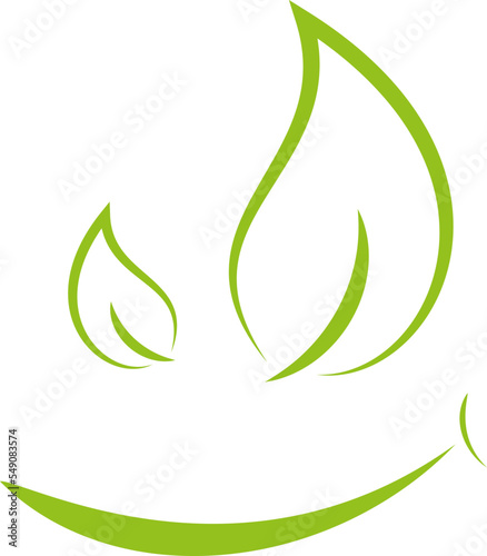 Zwei Blätter, Lächeln, Pflanze, Gärtner, Wellness, Logo	 photo