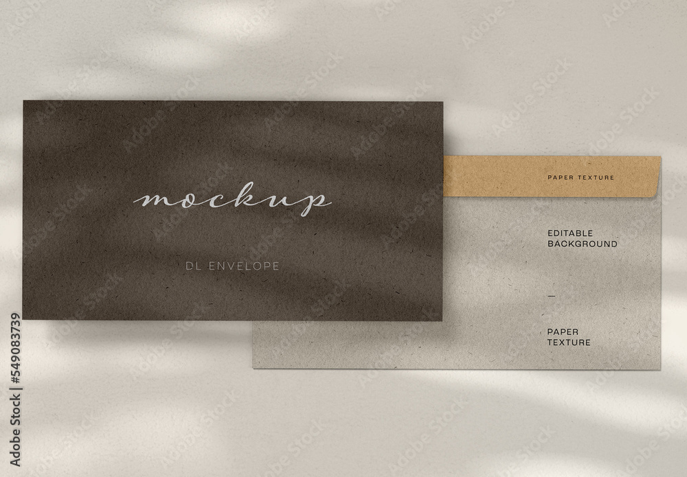 Envelope Mockup Design with Overlay Shadow and Editable Background