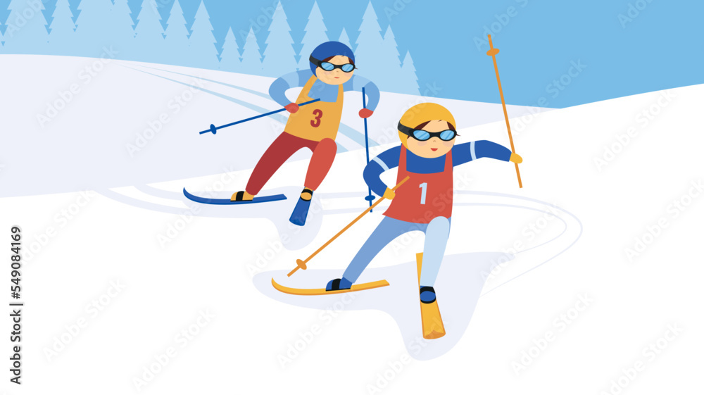 Fototapeta premium Cross-country skiing, winter sports