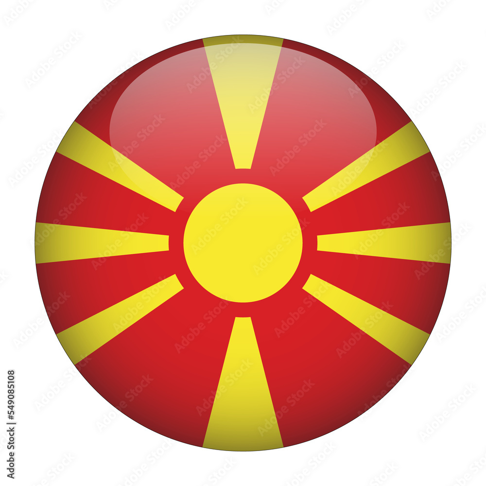 Fototapeta premium North Macedonia 3D Rounded Flag with Transparent Background 