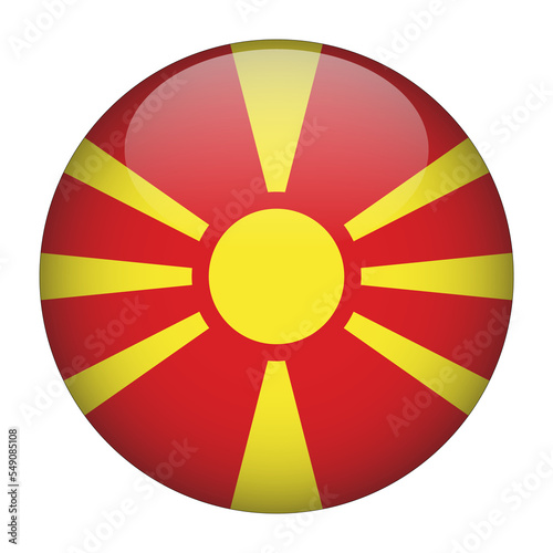 North Macedonia 3D Rounded Flag with Transparent Background 