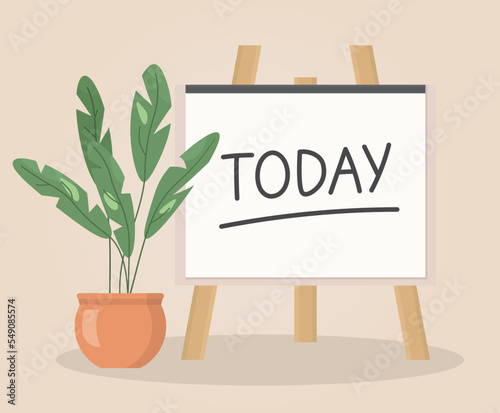 today word written on a flip chart, concept of agenda, start acting, achieving goals- vector illustration